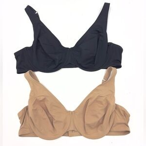 NEW ThirdLove Bra Lot (2) Size 42C Second Skin Unlined Underwire Tan Black